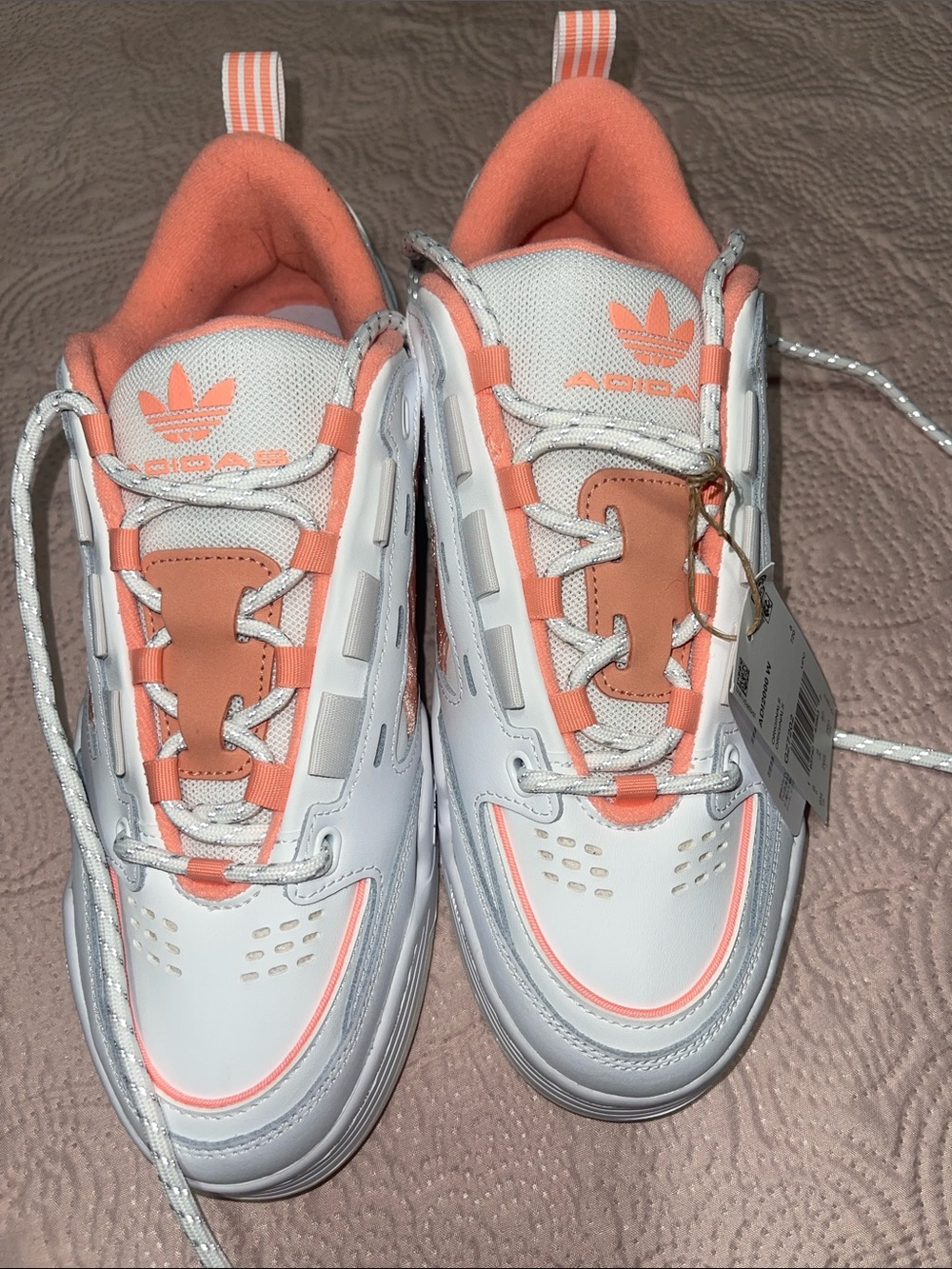 NWT…adidas Women’s White & Coral Lace-Up Sneakers